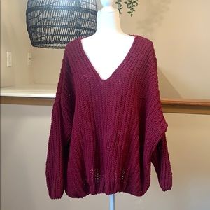 Miracle | Cranberry Oversized Knit Sweater